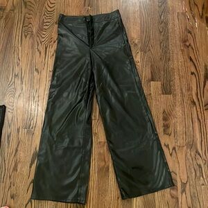 Straight leg black leather pants
